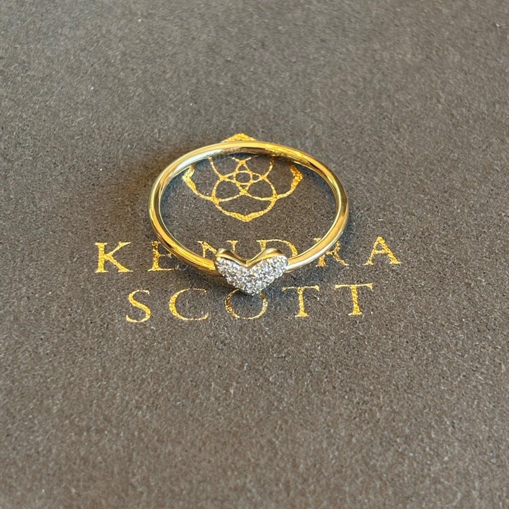 Kendra Scott Gold Tone Heart Ring with Pavé Crystals - Picture 2 of 5